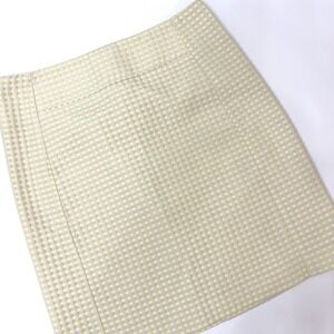Loft Pencil Skirt Size 4  Yellow Cream Polka Dot Lined